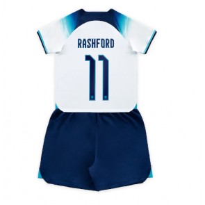 England Marcus Rashford #11 Hemmaställ Barn VM 2022 Kortärmad (+ Korta byxor)